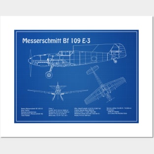 Messerschmitt Bf 109 E-3 - Airplane Blueprint - AD Posters and Art